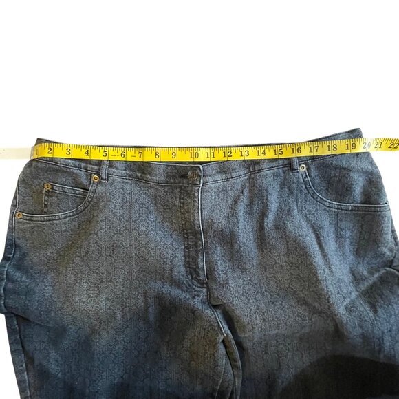 Allison Daley Plus Crop Jeans Gray Black Floral Print Stretch Waist Panels 22W - Picture 8 of 15